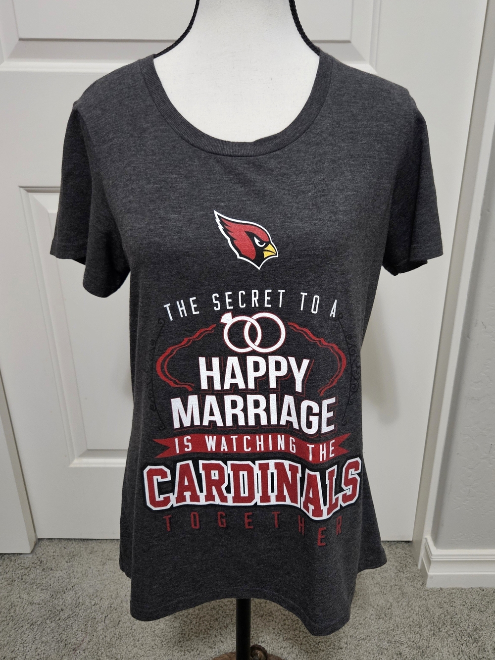 Arizona Cardinals Graphic Tee - Dark Gray with Red & White